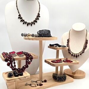 Crimson Grace Jewelry Lot 12pc Red Black Statement Necklace Earrings‎